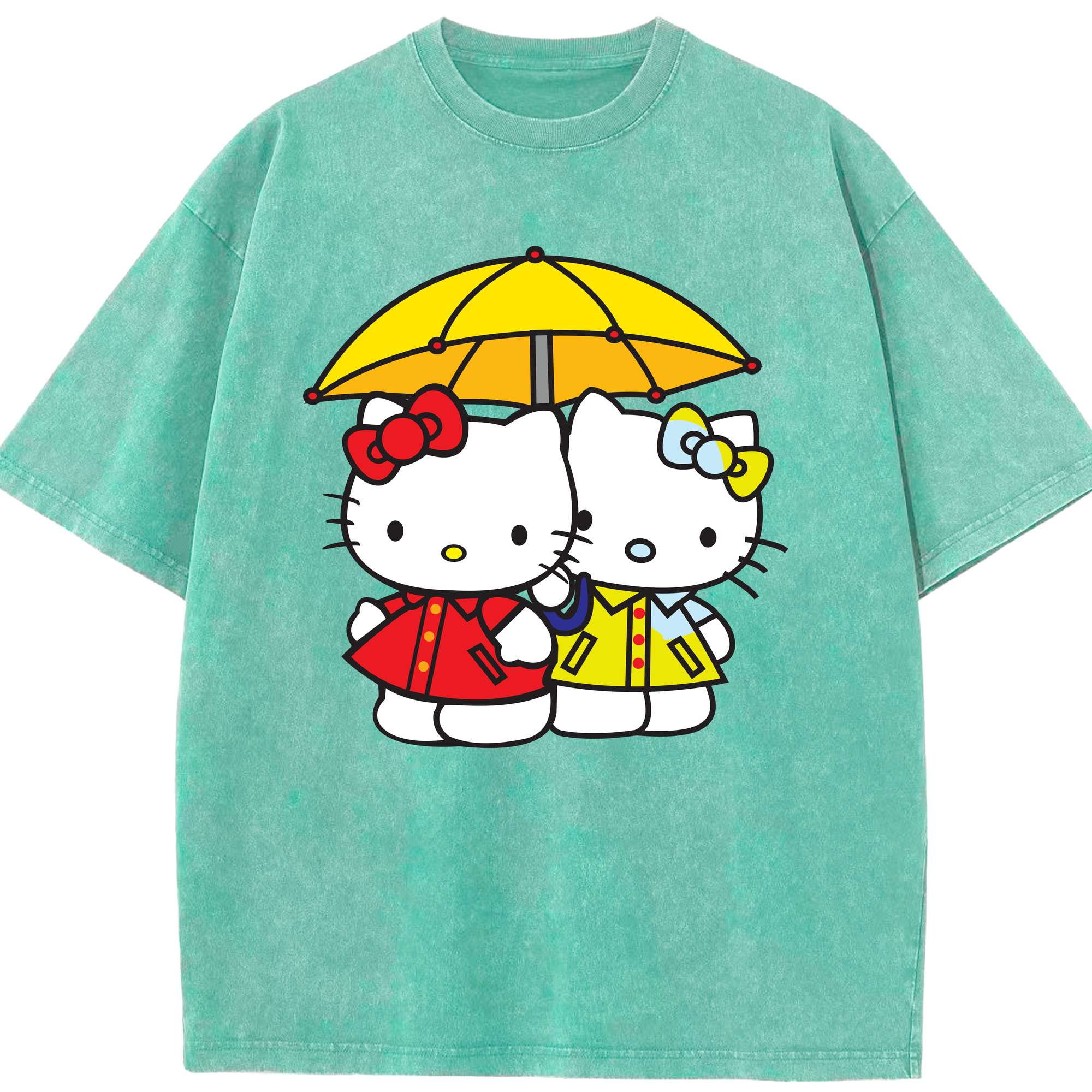 （画像用） Hello Kitty ハローキティ 綿100% ヴィンテージ風 半袖Tシャツ（フロントプリント）